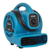 XPOWER P-80A-Blue 3-Speed Air Mover with GFCI Power Outlets - 600 CFM; 115V