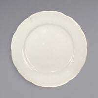 International Tableware VI-16 Victoria 10 3/4" Ivory (American White) Scalloped Edge Stoneware Plate - 12/Case