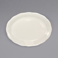 International Tableware VI-33 Victoria 7" x 5 1/4" Ivory (American White) Scalloped Edge Stoneware Platter - 36/Case