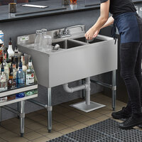Stainless Steel Commercial Three Compartment Under Bar Sink 19 x 72 with Left and Right Drianboard 