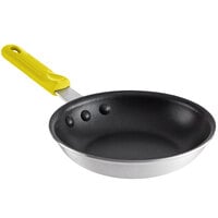 Choice 7 inch Aluminum Non-Stick Fry Pan with Yellow Silicone Handle