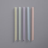 Choice 7 3/4 inch Multicolor Stripe Pointed Unwrapped Milk Tea Straw - 4500/Case