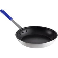 Choice 14 inch Aluminum Non-Stick Fry Pan with Blue Silicone Handle