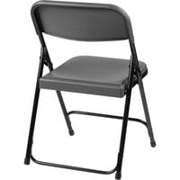 National Public Seating 820 Black Metal Folding Chair with Charcoal Slate Plastic Seat