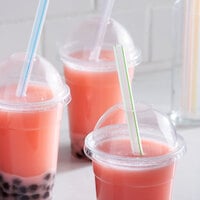 Choice 9 inch Multicolor Stripe Pointed Unwrapped Milk Tea Straw - 500/Pack