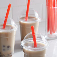 Choice 7 7/16 inch Red Pointed Wrapped Milk Tea Straw - 4500/Case