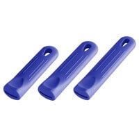 Choice 3-Pack Blue Removable Silicone Pan Handle Sleeves for 7" and 8", 10" and 12", and 14" Fry Pans
