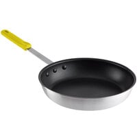 Choice 12 inch Aluminum Non-Stick Fry Pan with Yellow Silicone Handle