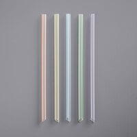 Choice 9 inch Multicolor Stripe Pointed Unwrapped Milk Tea Straw - 3500/Case