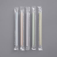 Choice 7 7/16 inch Multicolor Stripe Pointed Wrapped Milk Tea Straw - 500/Pack