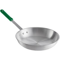 Choice 14 inch Aluminum Fry Pan with Green Silicone Handle