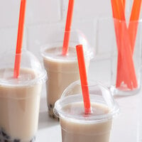 Choice 9 inch Red Pointed Unwrapped Milk Tea Straw - 3500/Case