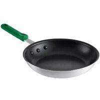 Choice 10 inch Aluminum Non-Stick Fry Pan with Green Silicone Handle