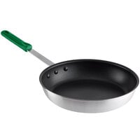 Choice 12" Aluminum Non-Stick Fry Pan with Green Silicone Handle