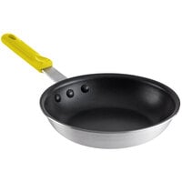 Choice 8 inch Aluminum Non-Stick Fry Pan with Yellow Silicone Handle