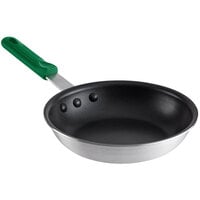 Choice 8 inch Aluminum Non-Stick Fry Pan with Green Silicone Handle