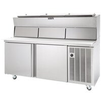 Delfield 18672PDLP 72 inch Two Door Refrigerated Pizza Prep Table with Dual LiquiTec Raised Rails