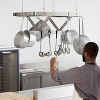 Regency Stainless Steel Ceiling-Mounted Pot Rack with 9 Double Prong Hooks - 36 inch