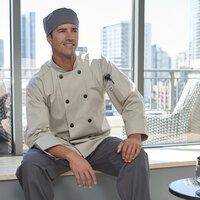 Uncommon Threads Classic 0413 Unisex Lightweight Stone Customizable Long Sleeve Chef Coat with 10 Buttons - XL