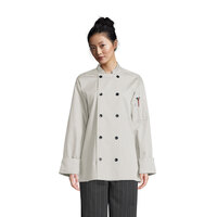Uncommon Threads Classic 0413 Unisex Lightweight Stone Customizable Long Sleeve Chef Coat with 10 Buttons - XL