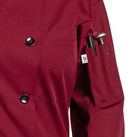 Uncommon Threads Classic 0413 Unisex Lightweight Burgundy Customizable Long Sleeve Chef Coat with 10 Buttons - 5XL