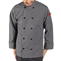 Uncommon Chef Classic 0413 Unisex Lightweight Slate Customizable Long Sleeve Chef Coat with 10 Buttons - 4XL