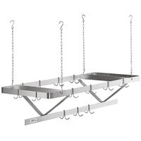 Regency Stainless Steel Ceiling-Mounted Pot Rack with 15 Double Prong Hooks - 60 inch