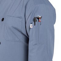 Uncommon Threads Classic 0413 Unisex Lightweight Steel Customizable Long Sleeve Chef Coat with 10 Buttons - L