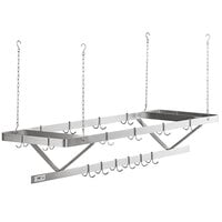 Regency Stainless Steel Ceiling-Mounted Pot Rack with 18 Double Prong Hooks - 72 inch