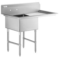 Regency 49 1/2 inch 16-Gauge Stainless Steel One Compartment Commercial Sink with Stainless Steel Legs, Cross Bracing, and 1 Drainboard - 23 inch x 23 inch x 12 inch Bowl - Right Drainboard