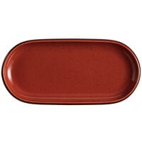 Acopa Keystone 12 1/2 inch x 6 inch Sedona Orange Stoneware Oblong Coupe Platter - 12/Case