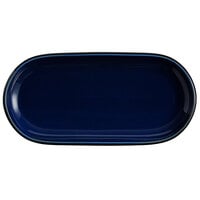 Acopa Keystone 14 inch x 6 3/4 inch Azora Blue Stoneware Oblong Coupe Platter - 6/Case