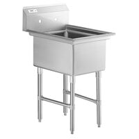 Regency 22 inch 16-Gauge Stainless Steel One Compartment Commercial Sink with Stainless Steel Legs, Cross Bracing, and without Drainboards - 17 inch x 23 inch x 12 inch Bowl