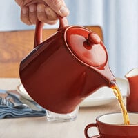 Acopa Keystone 32 oz. Sedona Orange Stoneware Teapot