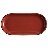 Acopa Keystone 14 inch x 6 3/4 inch Sedona Orange Stoneware Oblong Coupe Platter - 6/Case