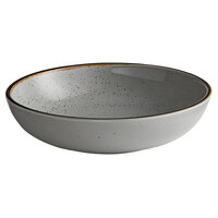 Acopa Keystone 8 inch Granite Gray Stoneware Coupe Low Bowl - 4/Pack