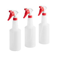 Lavex 32 oz. Red Plastic Bottle / Sprayer Kit - 3/Pack
