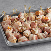 Les Chateaux de France 1.3 oz. Bacon Wrapped Chicken and Apricot on Skewer - 50/Case