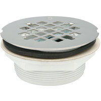 Zurn Elkay FD2275-PV2 2" PVC Shower Drain with 4 1/4" Round Strainer, 2" Push-On Outlet