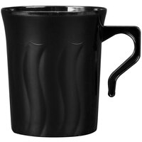 Fineline Flairware Black 208-BK 8 oz. Plastic Coffee Mug - 8/Pack