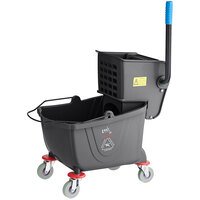 Lavex Janitorial 26 Qt. Black Mop Bucket and Side Press Wringer Combo