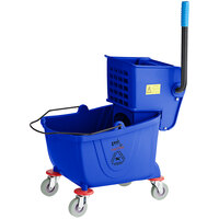 Lavex Janitorial 26 Qt. Blue Mop Bucket and Side Press Wringer Combo