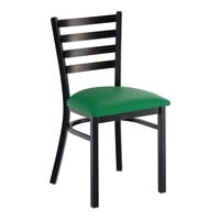 Lancaster Table & Seating Distressed Copper Finish Ladder Back Chair with 2 1/2" Green Vinyl Padded Seat - Assembled