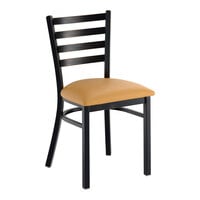 Lancaster Table & Seating Distressed Copper Finish Ladder Back Chair with 2 1/2" Light Brown Vinyl Padded Seat - Assembled