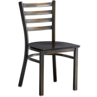 Lancaster Table & Seating Distressed Copper Frame Ladder Back Cafe Chair with Black Wood Seat - Detached Seat