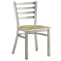 Lancaster Table & Seating Clear Coat Frame Ladder Back Cafe Chair with Driftwood Seat - Detached Seat