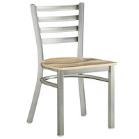 Lancaster Table & Seating Clear Coat Finish Ladder Back Chair with Driftwood Seat - Detached