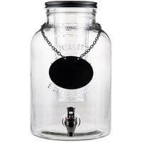 Tablecraft 10090 Industrial 2 Gallon Glass Beverage Dispenser with Infuser / Ice Core