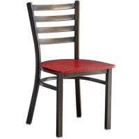 Lancaster Table & Seating Distressed Copper Frame Ladder Back Cafe Chair with Mahogany Wood Seat - Detached Seat