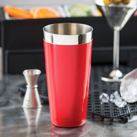 Tablecraft 10371 28 oz. Red Stainless Steel Cocktail Shaker Tin with Vinyl Coating